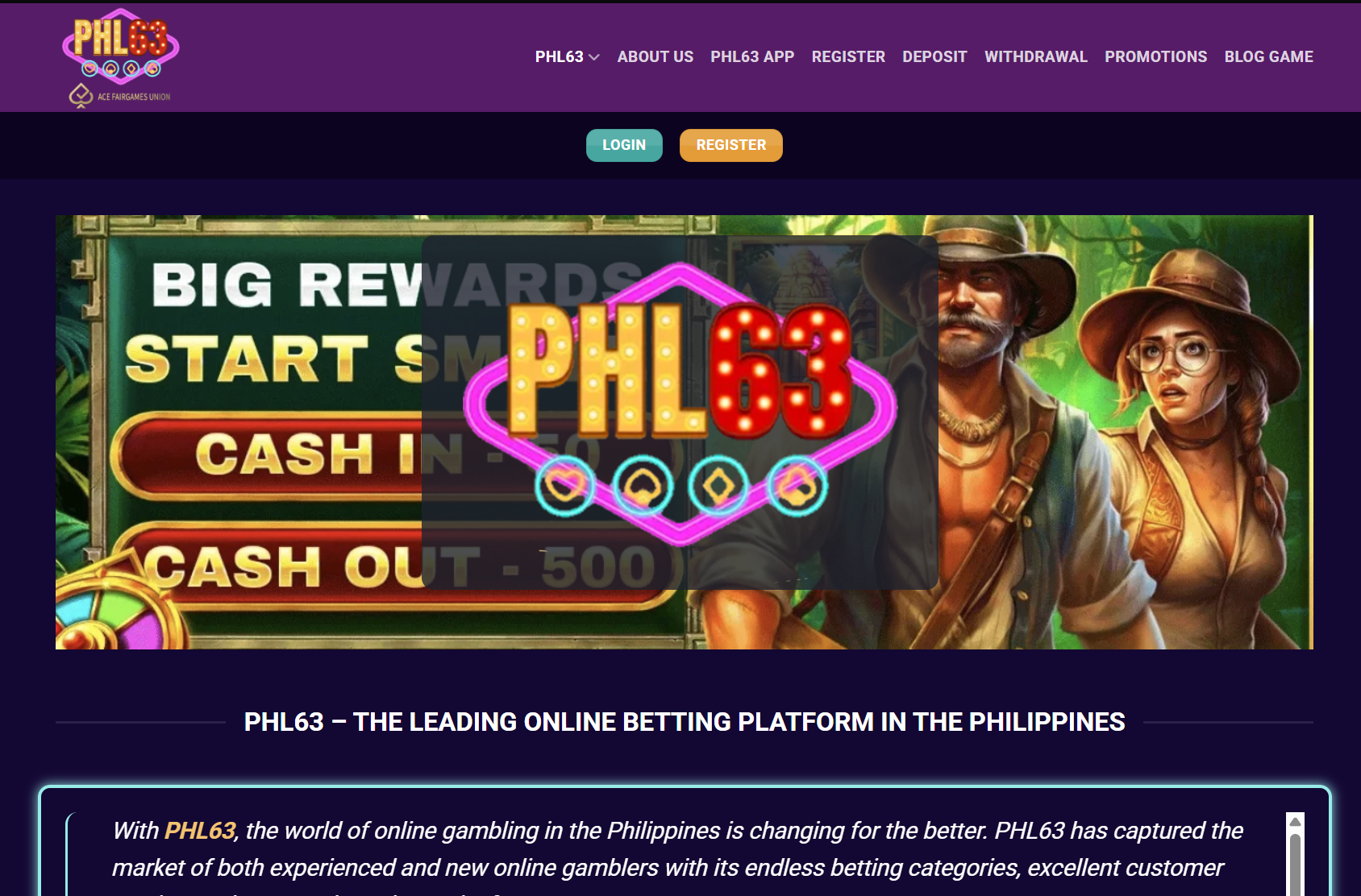 phl63 responsive casino layout on mobile screen